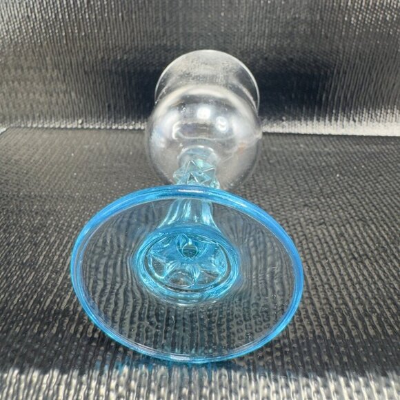 Cristal D’Arques Durand Aqua Blue Stemmed Cordial Glasses Cups Goblets Set 4 VTG - Picture 6 of 9